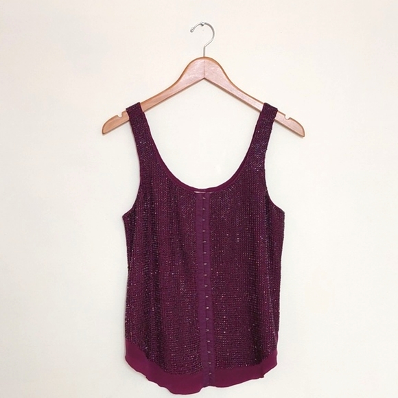 NWOT Renzo + kai botton up beaded silk tank - Picture 3 of 10